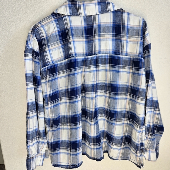 Madewell Flannel Long-Sleeve Boxy‎ Shirt in Herringbone, Size Small - Picture 3 of 4